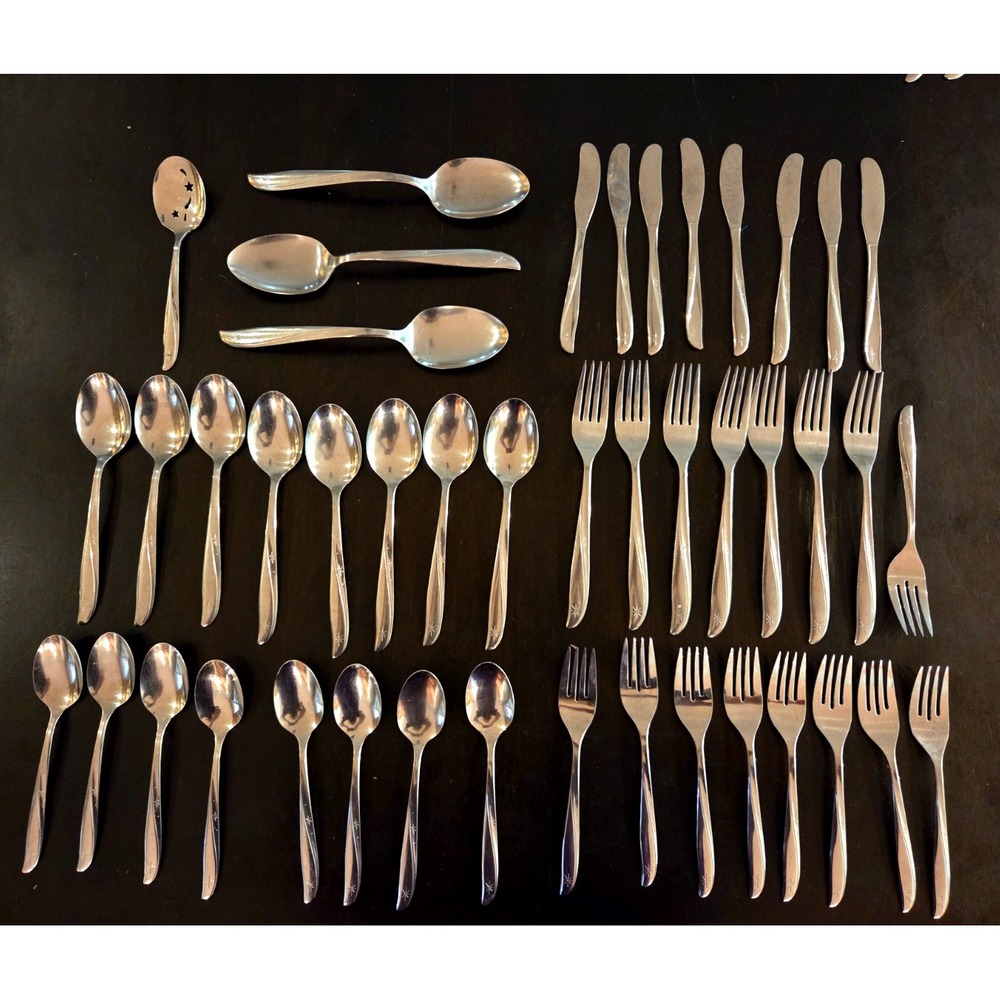 ONEIDA Community Twin Star MCM 40 Piece Stainless Flatware Setting for 8 - read